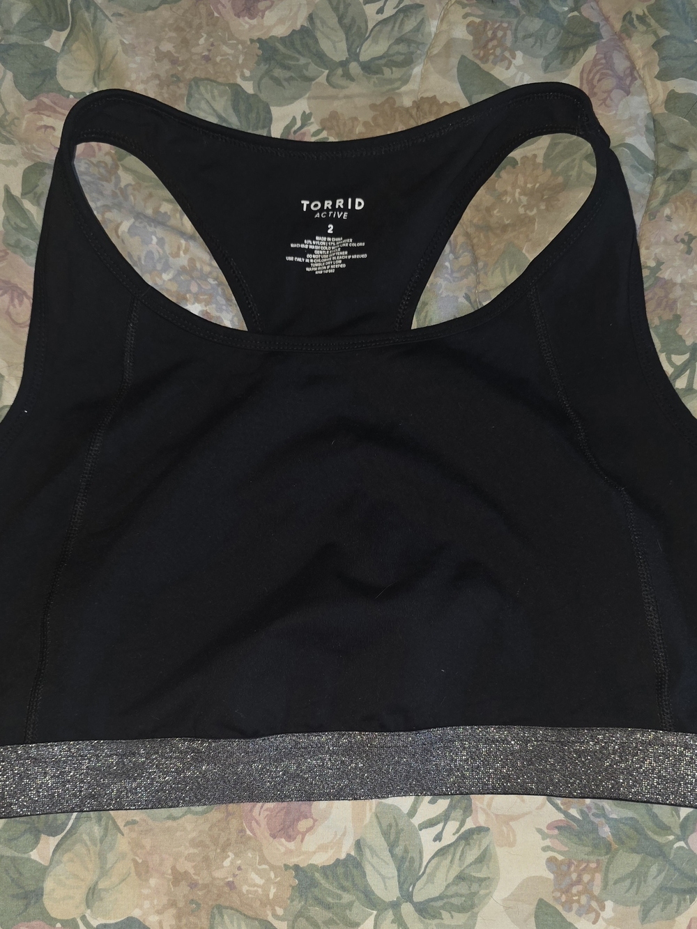 torrid Black Racerback Sports Bra with Sparkle Hem
